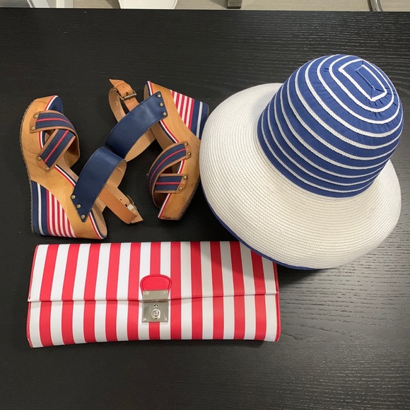 Browns red and white striped clutch - Picture 9 of 11